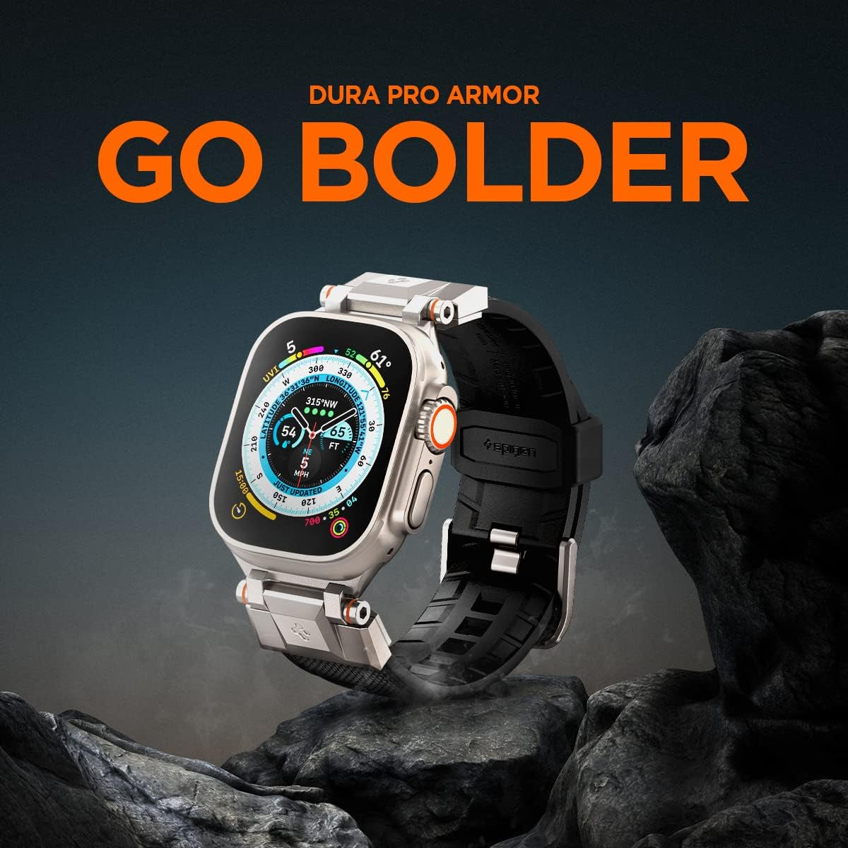 Durapro Armor Designed for Apple Watch Band for Apple Watch Ultra2/Apple Watch Ultra 49Mm, Series 9/8/SE2/7/6/SE/5/4/3/2/1 45Mm/44Mm/42Mm Durable Metal Connector Band