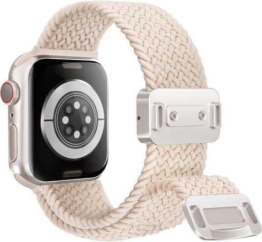 Magnetic Stretchy Watch Band Compatible for Apple Watch Band 38Mm 40Mm 41Mm,Comfortable Adjustable Straps Wristbands for Iwatch Series 9 8 7 6 5 4 SE 3 2 1 Ultra 1 2 Women Men,Starlight