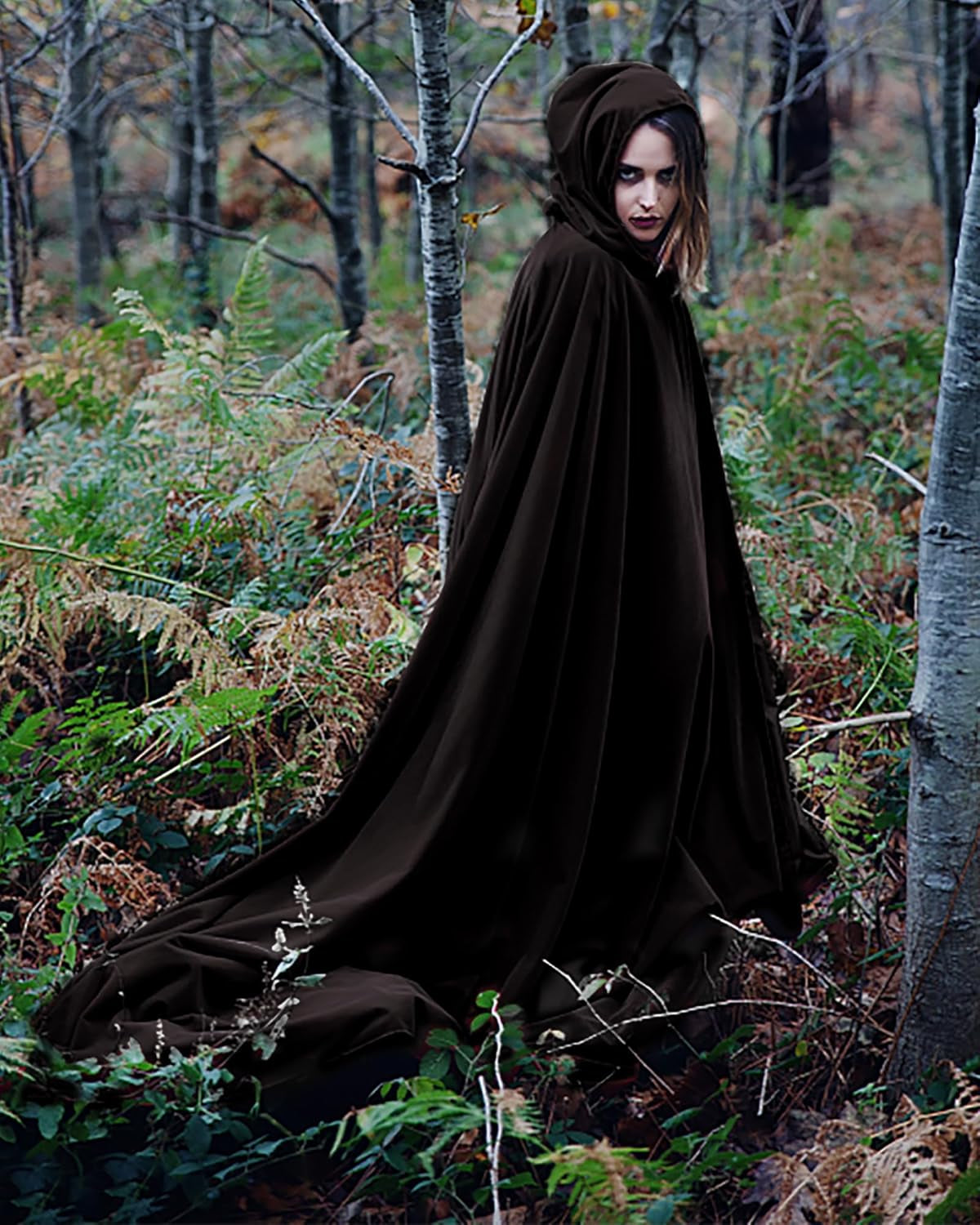 Hooded Cloak Long Cape for Adult Christmas Halloween Costumes Dress Up