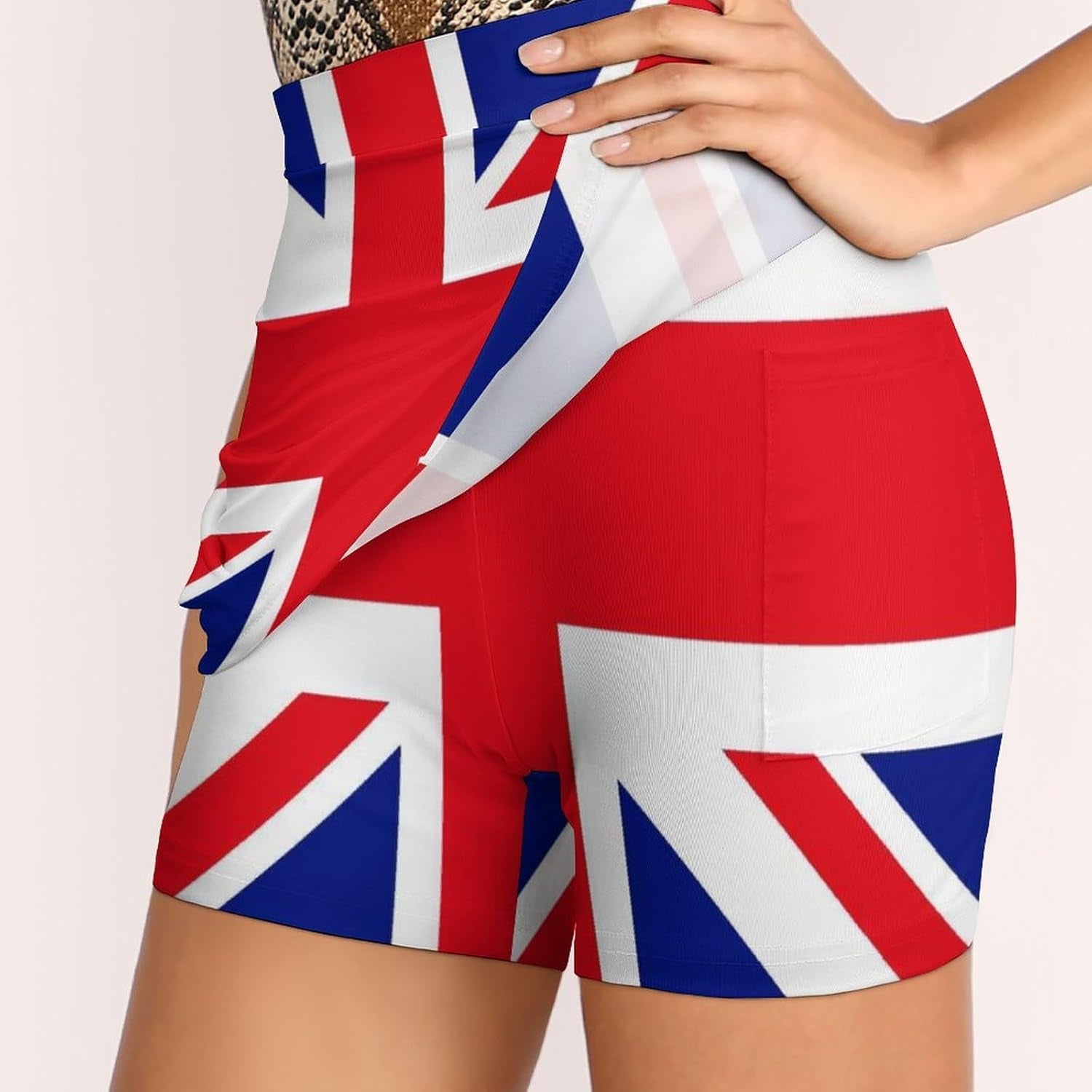 British Flag Skorts for Woman Casual Mini Skirt with Bike Shorts Single Pocket
