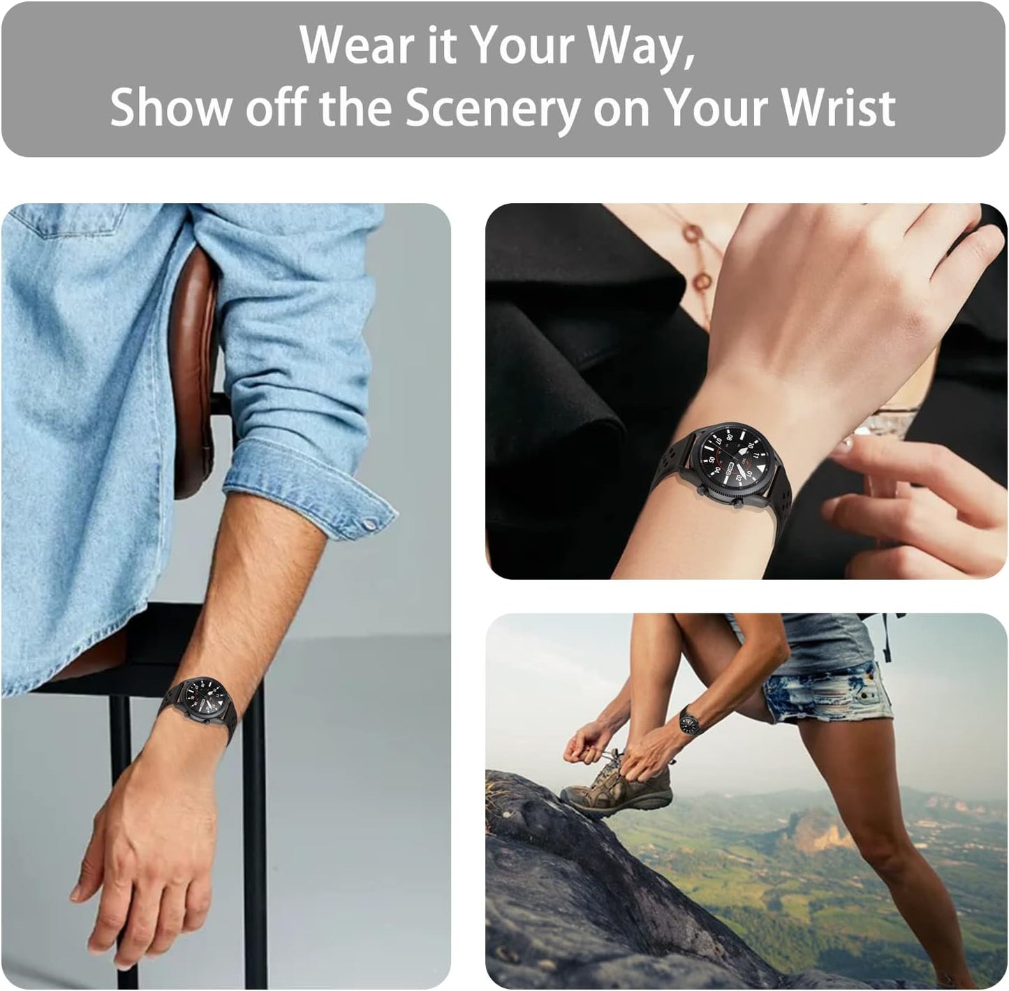 Band Compatible with Samsung Gear S3 Classic / Gear S3 Frontier / Forerunner 945 / Forerunner 955 / Vivoactive 4, 22Mm Soft Silicone Watch Band Quick Release Breathable Bracelet Replacement for Men Women