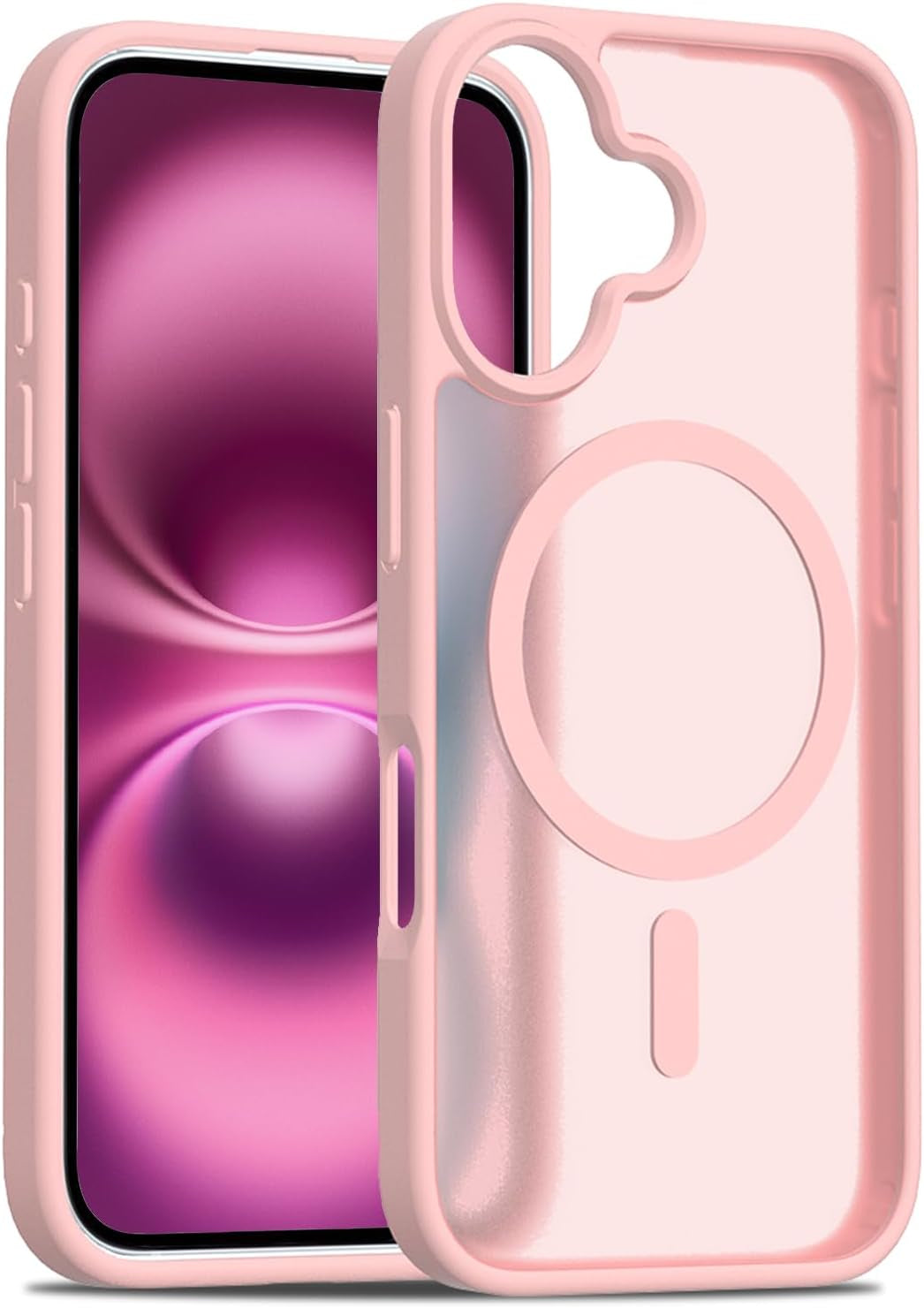 2025 New Magnetic for Iphone 16E Case,Compatible with Magsafe,Military Grade Drop Tested, Shockproof Matte Translucent Hard Back Slim Protective Case.Black Magnetic Circle.