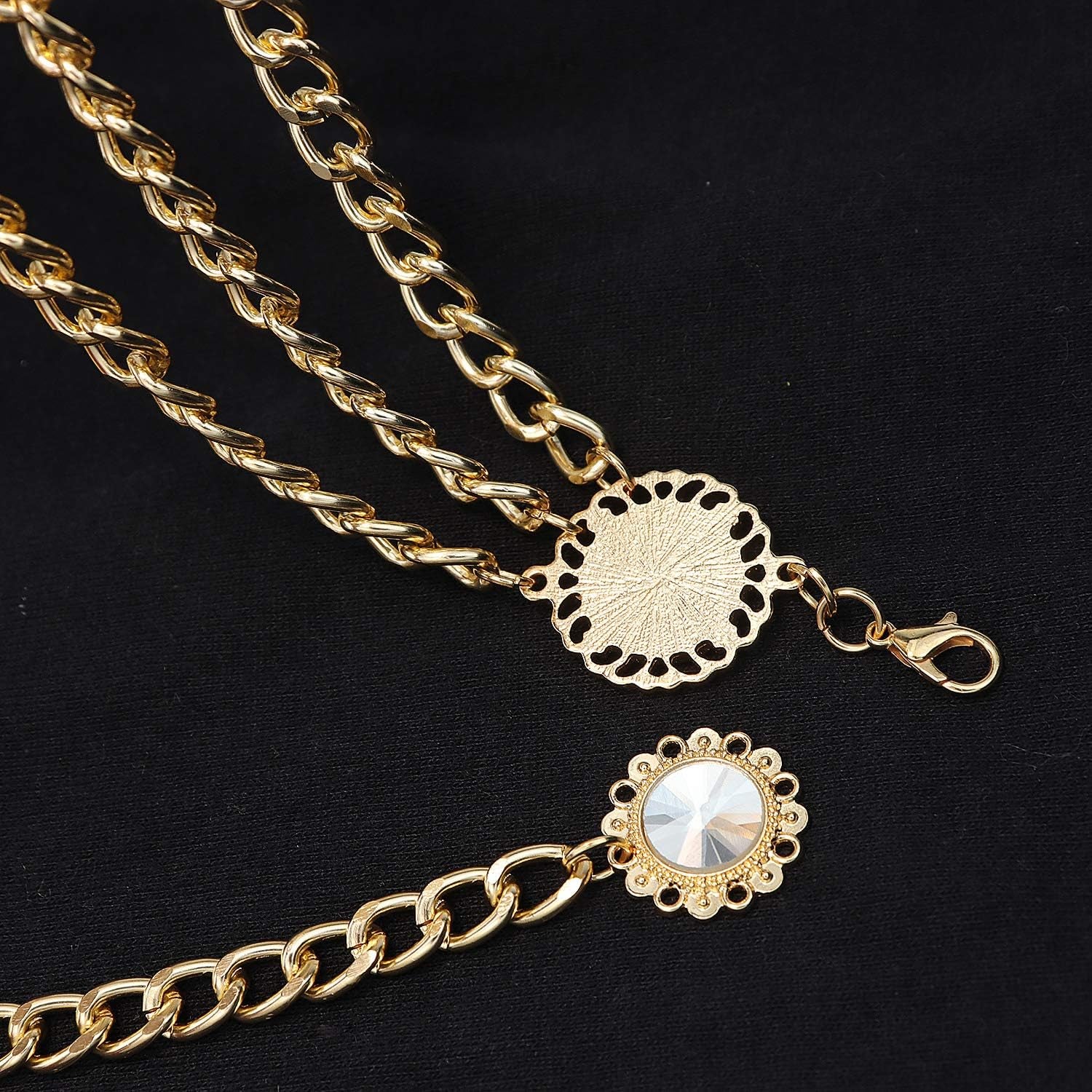 Multilayer Metal Waist Chain Dress Belts Metal Belt for Women