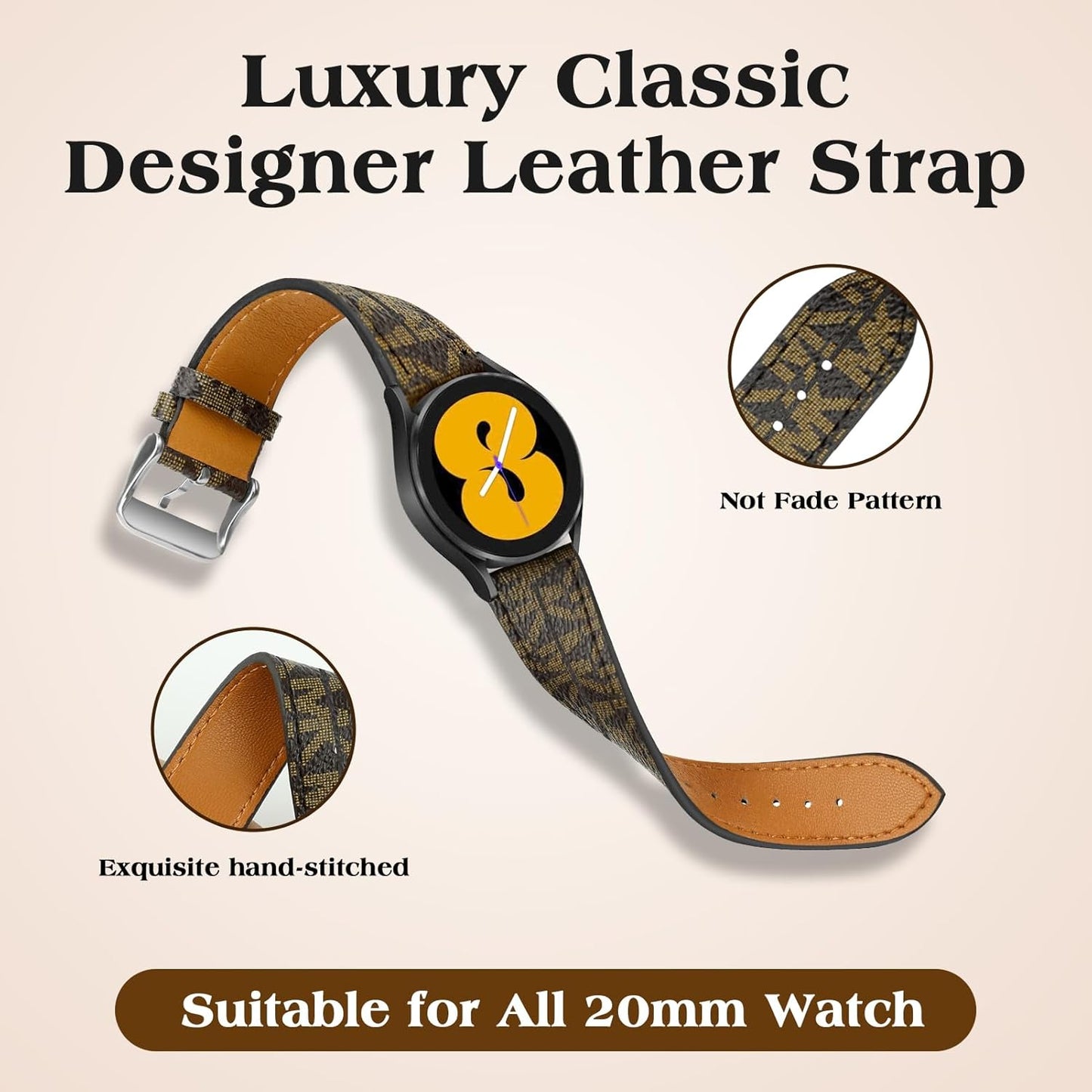 Compatible with Apple Watch Band 49Mm 45Mm 44Mm 42Mm 41Mm 40Mm 38Mm for Women Men, Classic Designer Leather Replacement Strap for Apple Iwatch Ultra/Ultra 2 Series SE SE2 9/8/7/6/5/4/3/2/1
