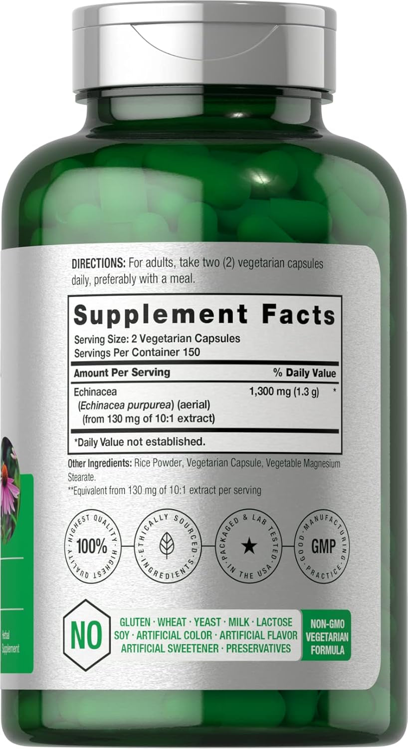 Echinacea Extract Capsules 1300Mg | 300 Count | Vegan, Non-Gmo, Gluten Free Supplement