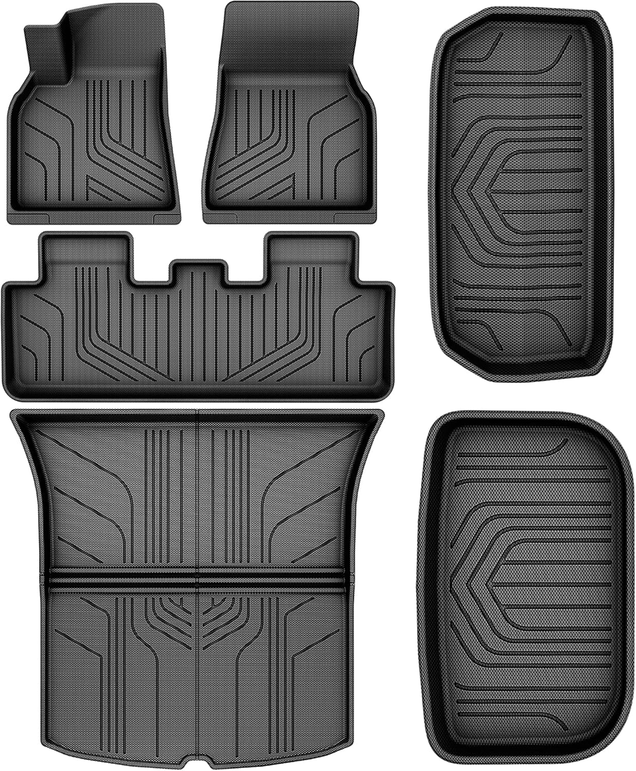9PCS Tesla Model Y Floor Mats 7 Seater 2024 2023-2021 Cargo Mats Full Sets All-Weather Floor Mats for Model Y 2024 Accessories ,3D Anti-Slip Rear Trunk Mat Cargo Liners Interior