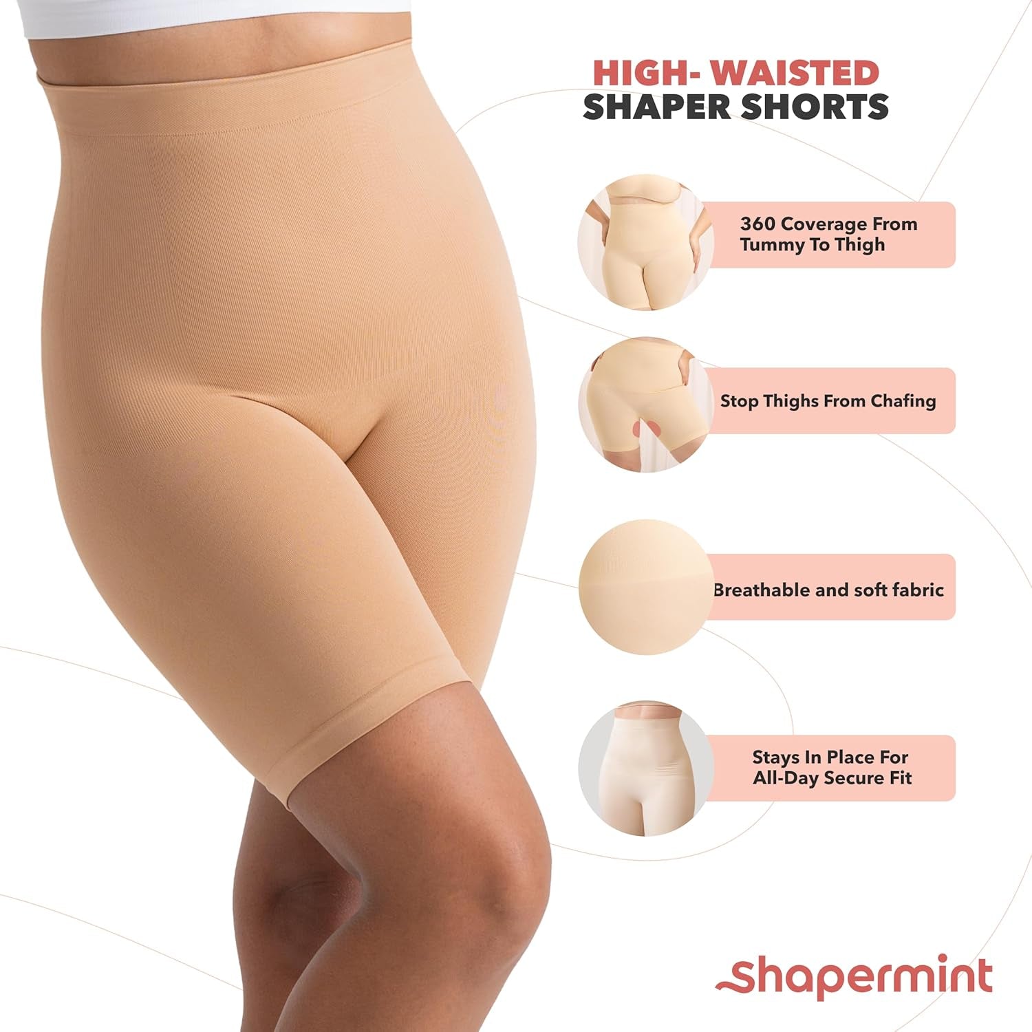 High Waisted Body Shaper Shorts Shapewear for Women Tummy Control Thigh Slimming Technology