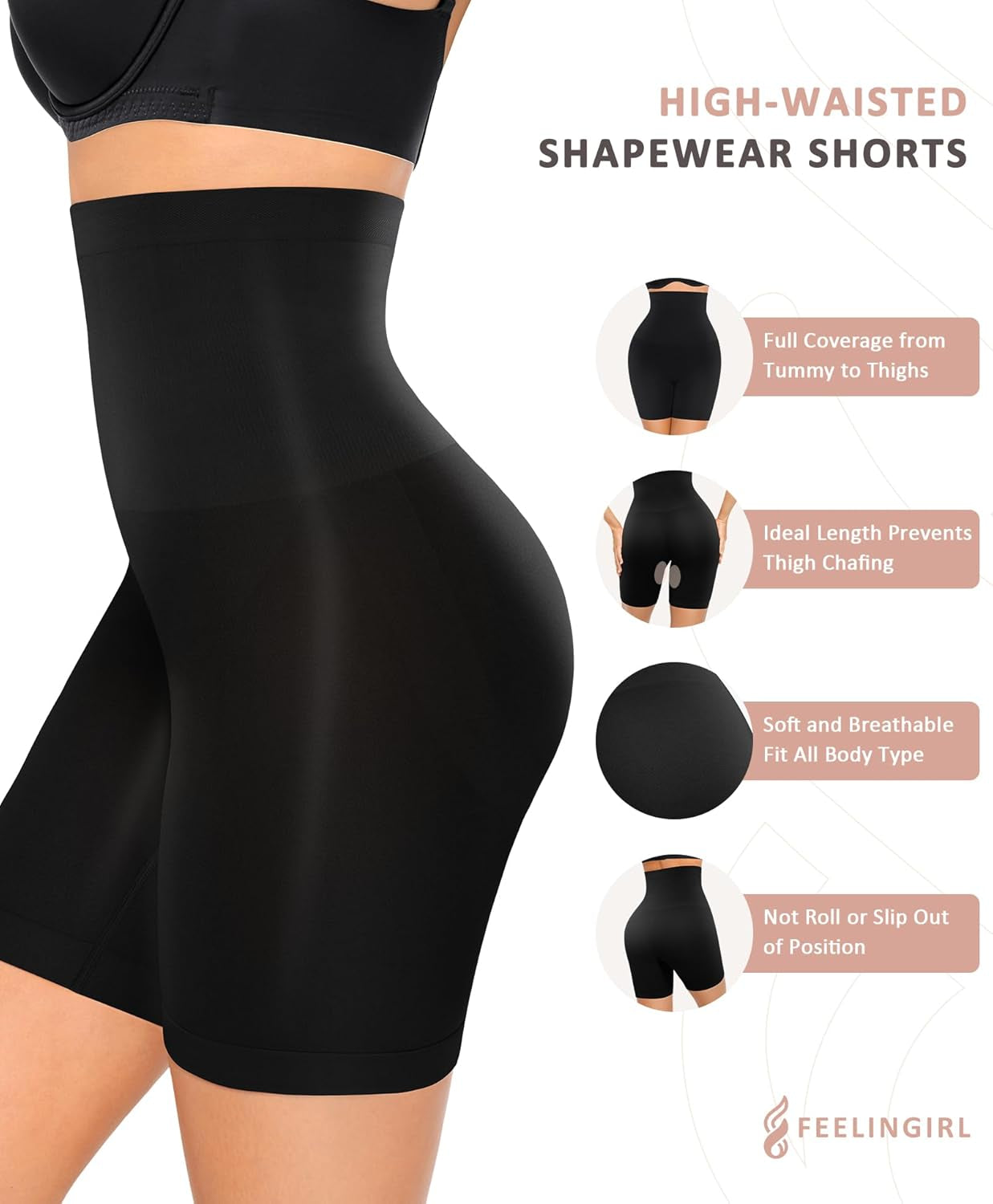 Tummy Control Shapewear Shorts Body Shaper for Women High-Waisted Thigh Slimming