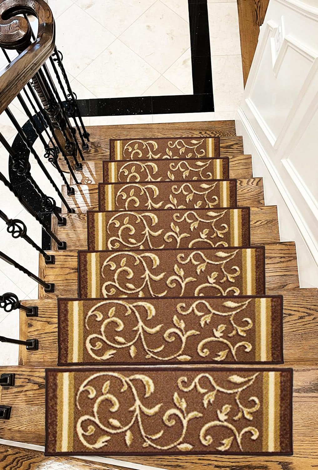 Rug Non-Slip Rubber Back Carpet Stair Treads - Skid Resistant Stair Mats (8.5" X 26") (7, 1923)