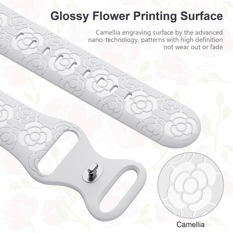Floral Bands for Apple Watch 42Mm 44Mm 45Mm 49Mm Women, Soft Silicone Sport Straps with Cute Flower Patterns Compatible with Iwatch Bands Series Ultra SE 9 8 7 6 5 4 3 2 1