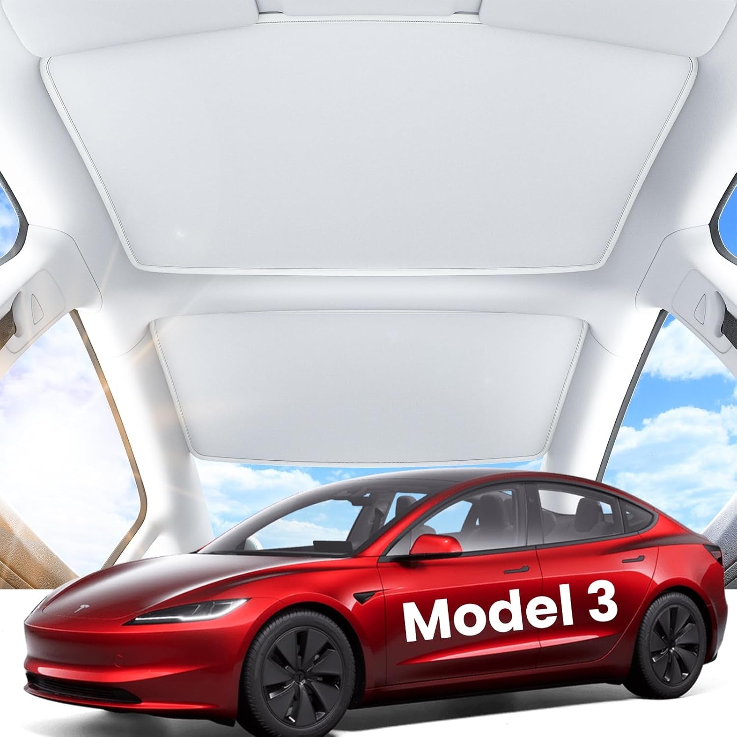 2025 Upgrade Tesla Model Y Sunshade Roof [No Gaps, No-Sagging] Magnetic-Mid Design Tesla Model Y Accessories Heat Insulation Foldable Glass Sunshade for Model Y 2020-2025, Interior Gray