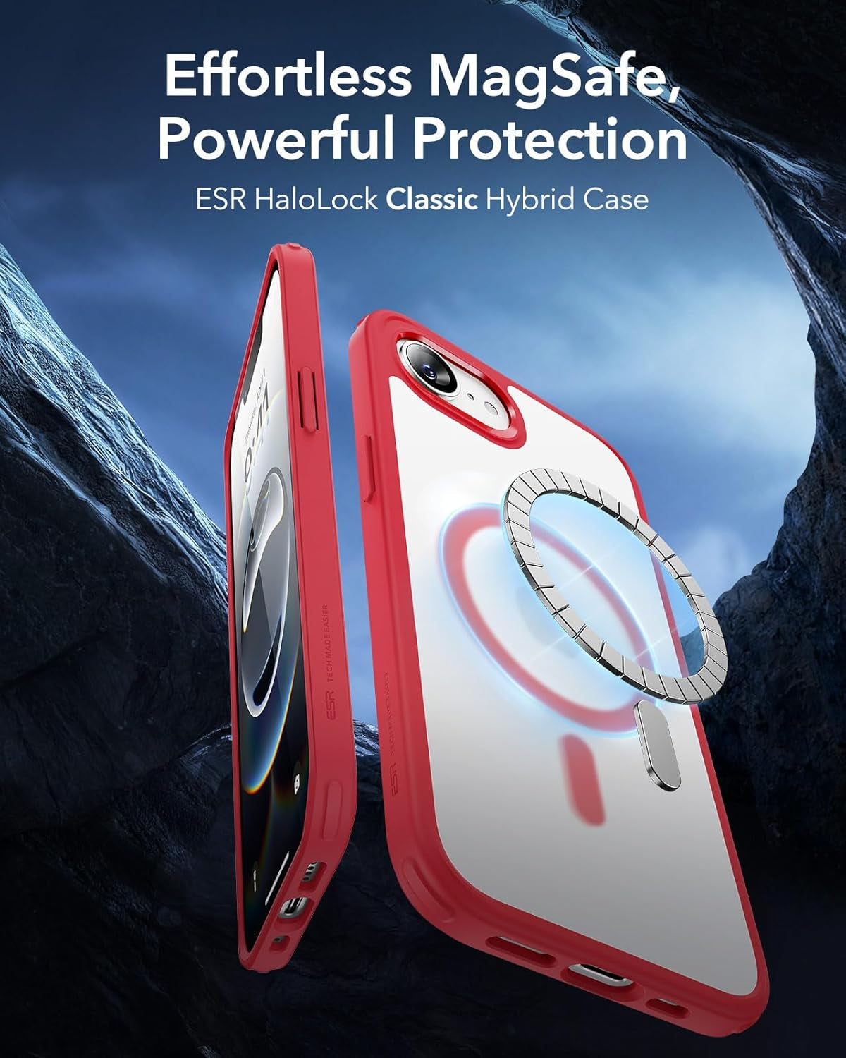 for Iphone 16E Case, Compatible with Magsafe, Shockproof Military-Grade Protection, Magnetic Phone Case for Iphone Se 4 Case, Classic Hybrid Case (Halolock),Frosted Red