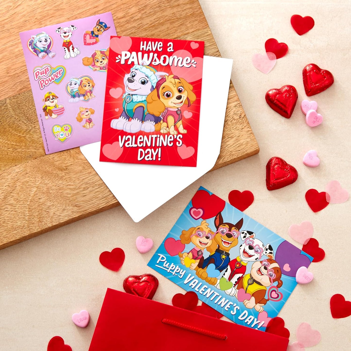 Paw Patrol Valentines Day Cards and Stickers for Kids School (24 Classroom Valentines with Envelopes)
