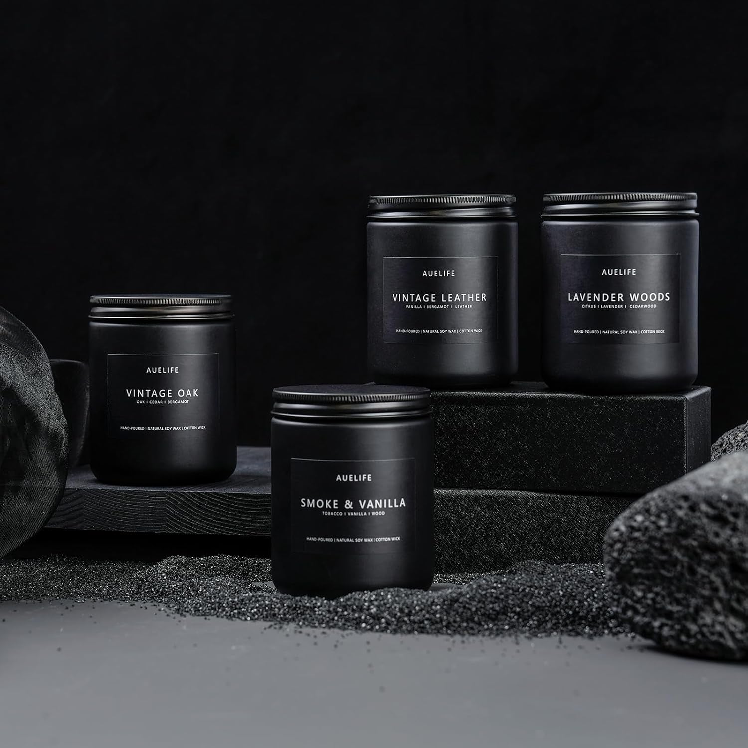 Scented Candles Set | Men Candle Set, Scented Candles for Home, Gifts for Men - 4 Pack Men Candle Gifts Soy Candles Scents of Lavender/Leather/Oak/Smoke & Vanilla