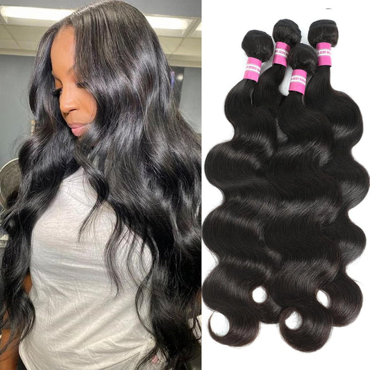 12A Body Wave Bundles Human Hair 14 16 18 20 Inch Human Hair Bundles Body Wave 3 Bundles 100% Unprocessed Brazilian Virgin Hair Extensions Natural Color