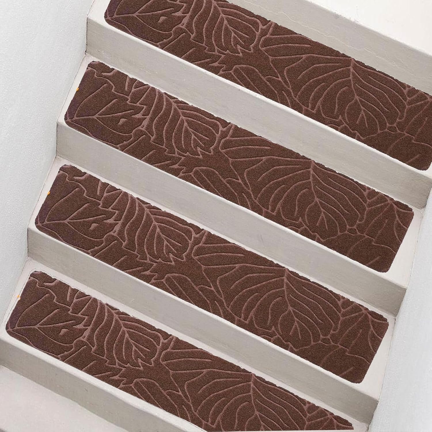 Stair Treads for Wooden Steps, 8" X 30" Non Slip Carpet Stair Treads Set of 15 Indoor Carpet Mat Stair Runners Stair Rugs for Kids Elders and Pets with Reusable Adhesive, Brown