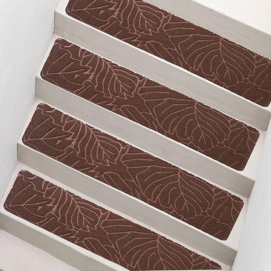 Stair Treads for Wooden Steps, 8" X 30" Non Slip Carpet Stair Treads Set of 15 Indoor Carpet Mat Stair Runners Stair Rugs for Kids Elders and Pets with Reusable Adhesive, Brown