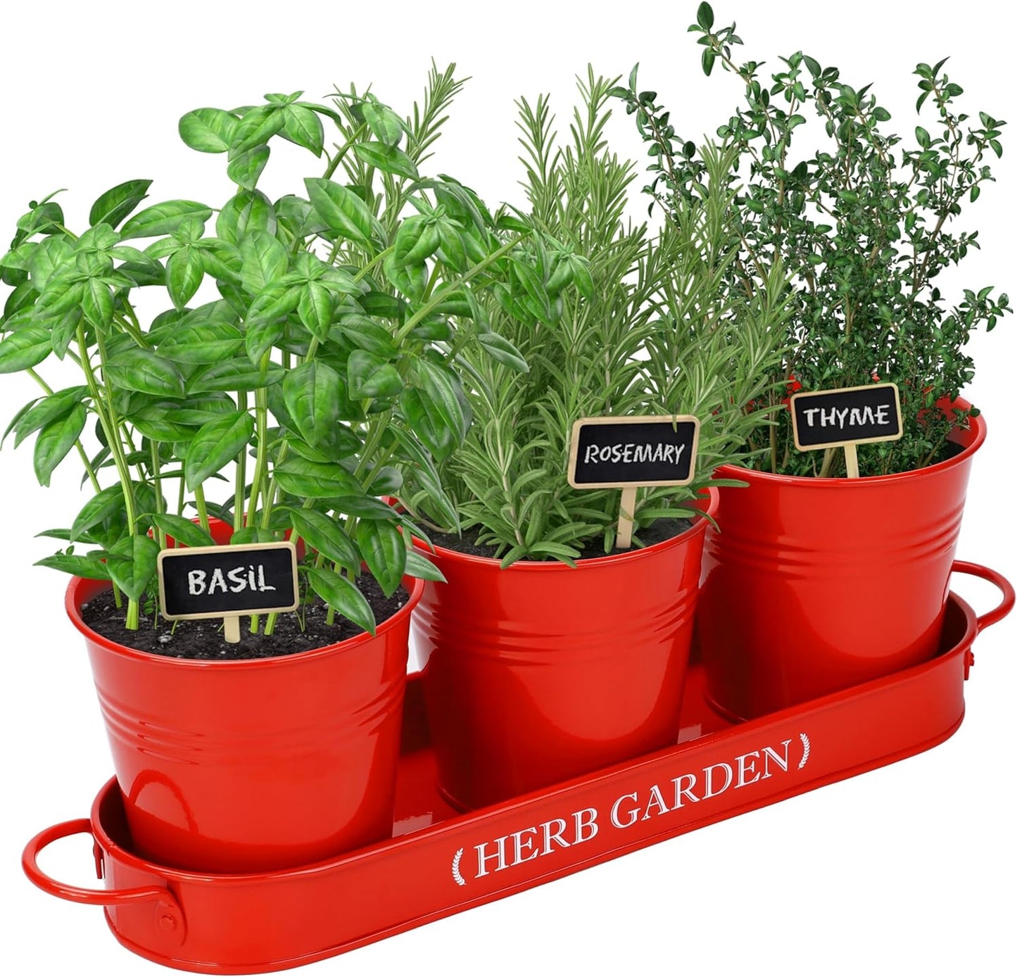 Indoor Herb Garden, Herb Garden Planter for Indoor/Outdoor, Farmhouse Plant Pots, Windowsill Herb Garden with Tray(Planter Only) Window Pots