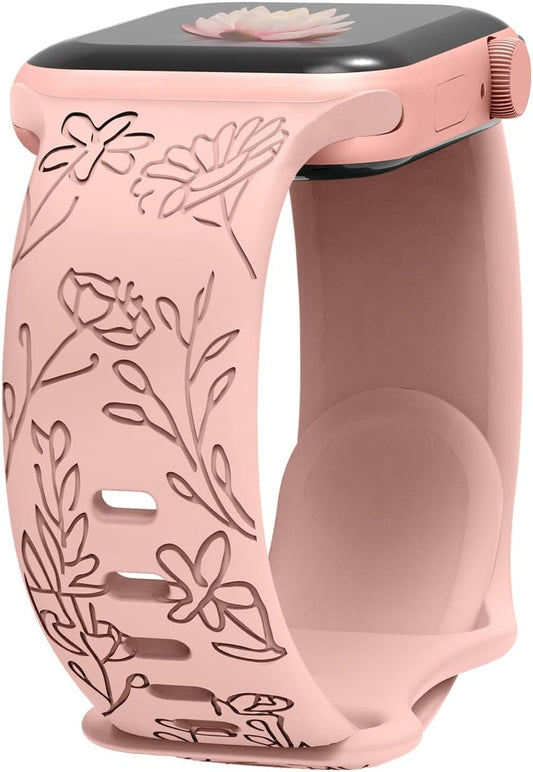 Cartoon Engraved Silicone Watch Band Compatible with Apple Watch Band 38Mm 40Mm 41Mm 42Mm 44Mm 45Mm 49Mm Designers Bands for I-Watch Series 8 7 6 5 4 3 2 2 SE Women Men