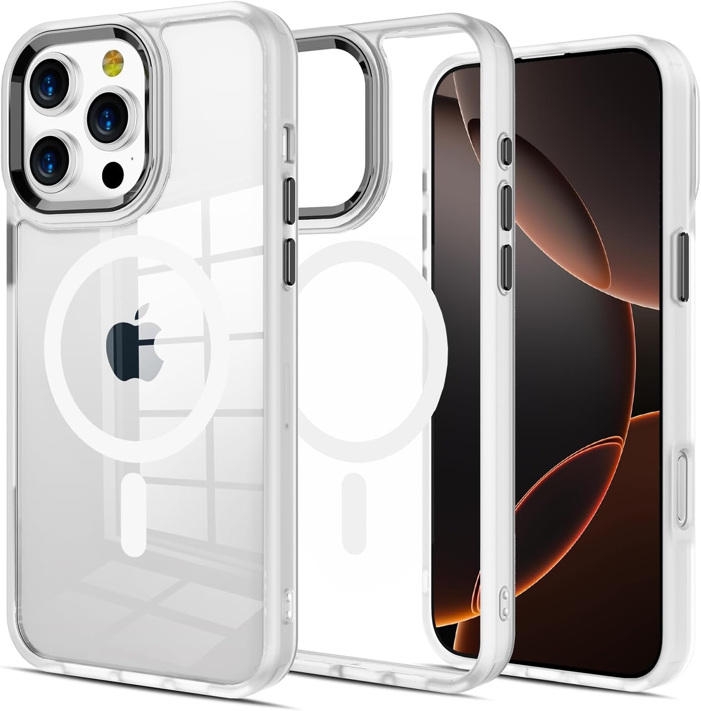 2025 New Magnetic for Iphone 16E Case,Compatible with Magsafe,Military Grade Drop Tested, Shockproof Matte Translucent Hard Back Slim Protective Case.Black Magnetic Circle.
