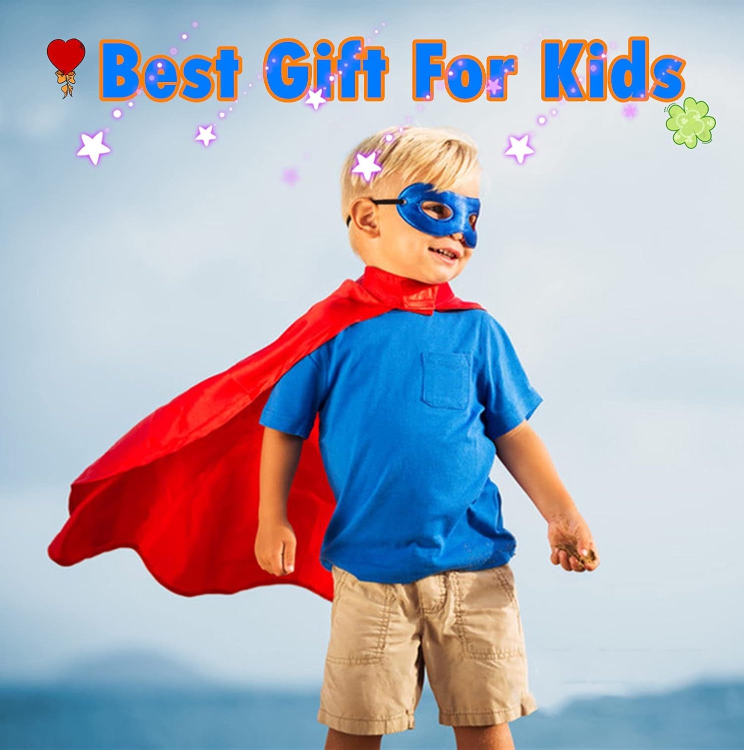 Capes and Masks for Kids Double Side Dress up Costumes Christmas Halloween Cosplay Gift for Boys Girls