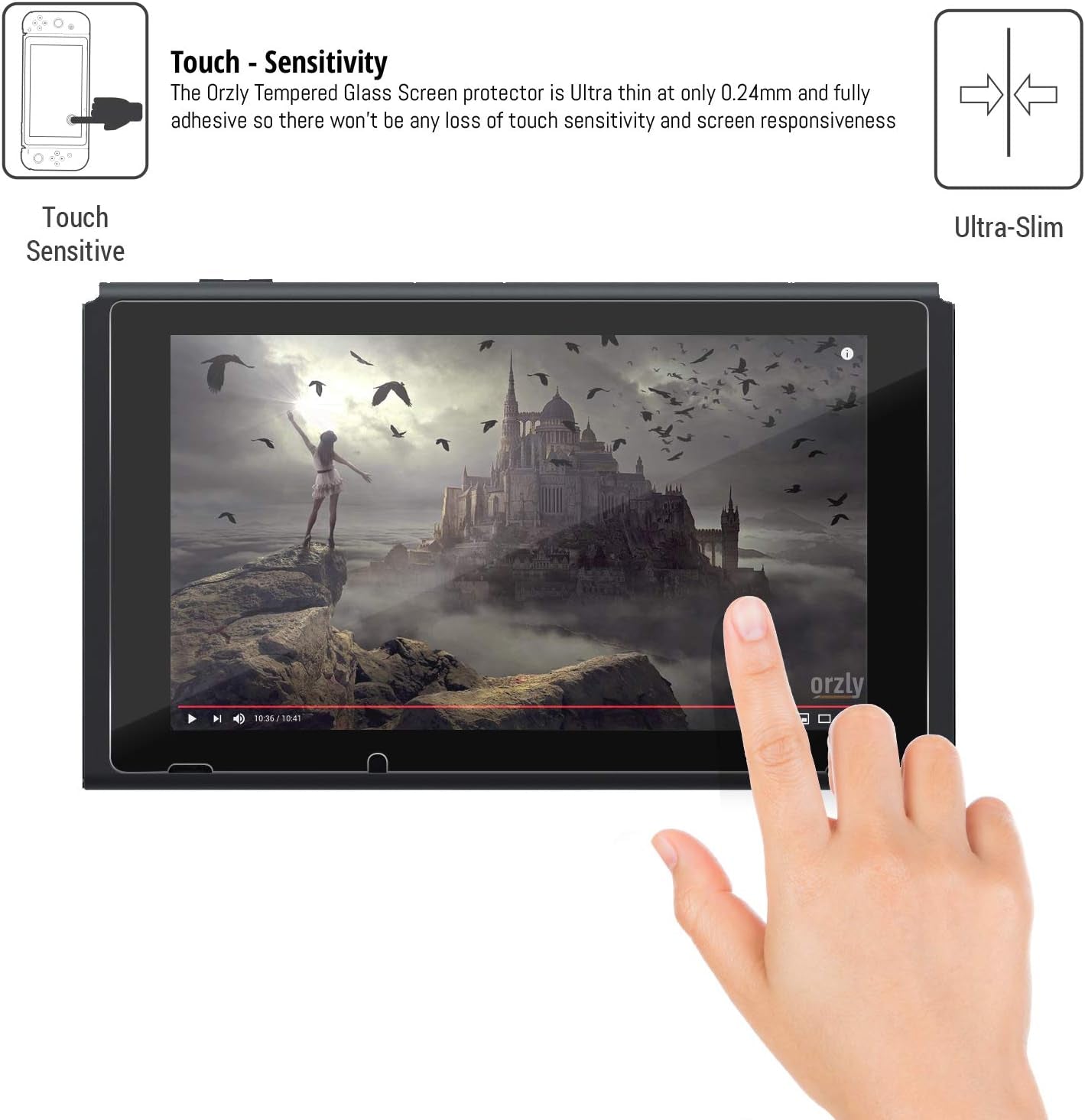 Glass Screen Protectors Compatible with Nintendo Switch - Premium Tempered Glass Screen Protector Twin Pack [2X Screen Guards - 0.24Mm] for 6.2 Inch Tablet Screen on Nintendo Switch Console