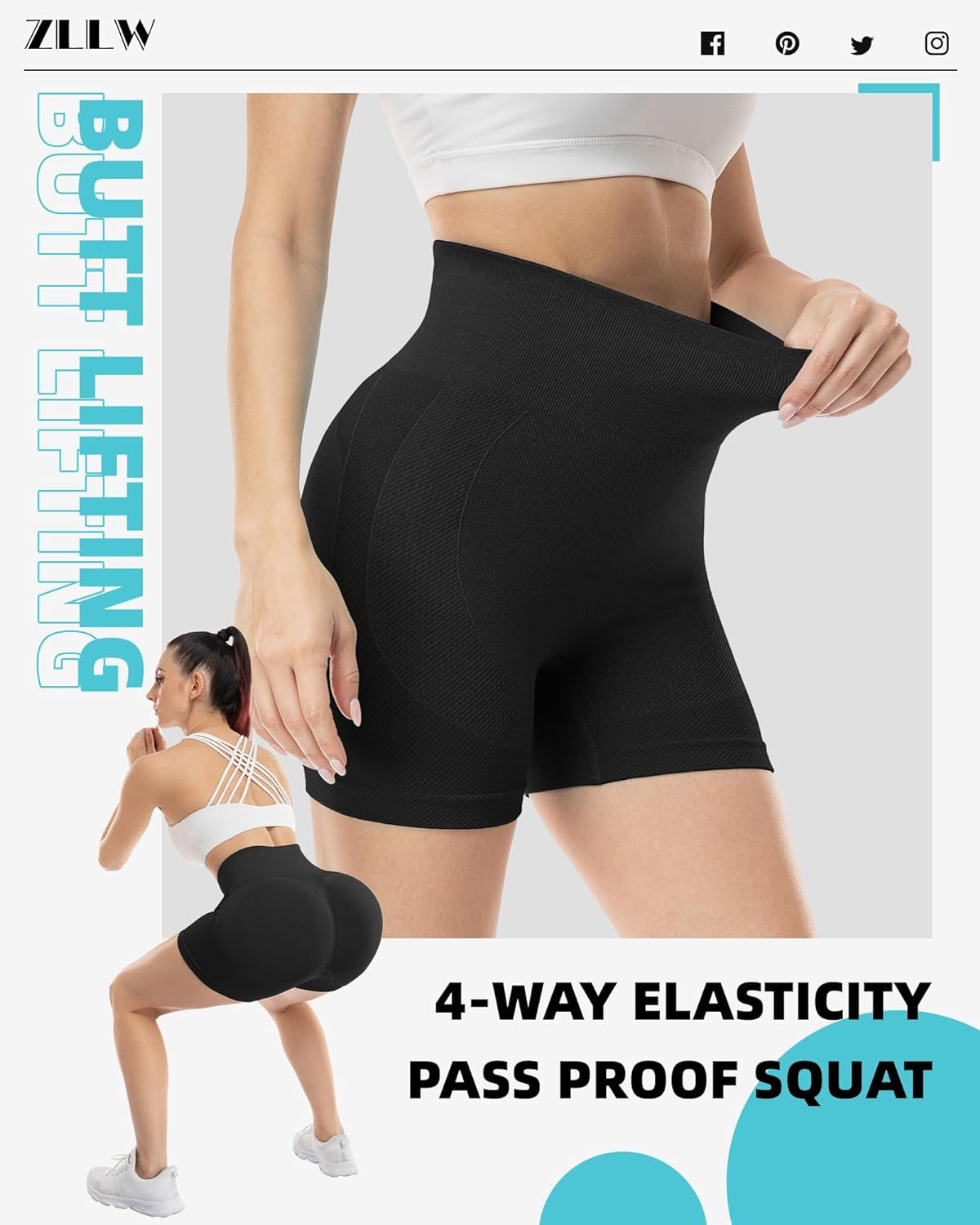 Scrunch Butt Lifting Workout Shorts for Women, Seamless High Waisted Contour Gym Yoga Biker Shorts