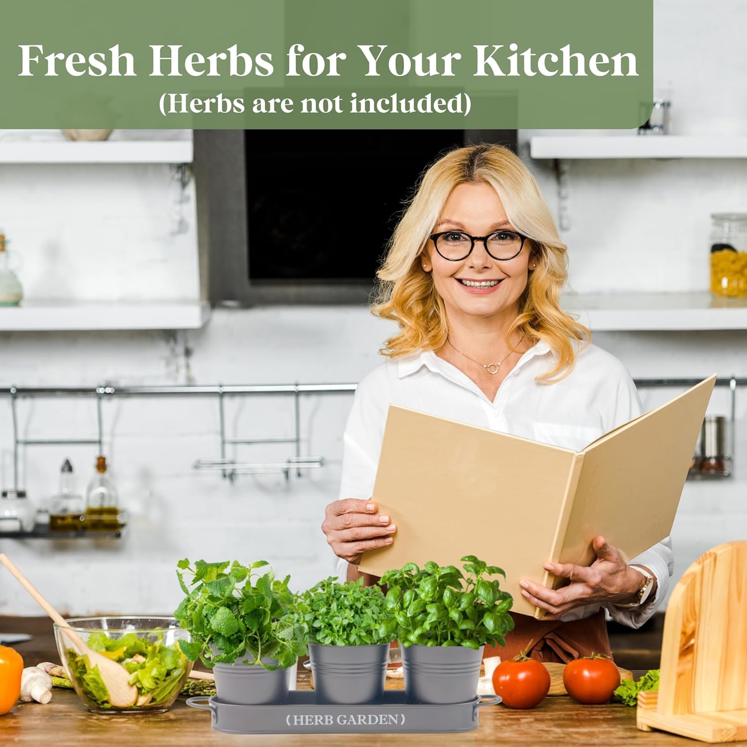 Indoor Herb Garden, Herb Garden Planter for Indoor/Outdoor, Farmhouse Plant Pots, Windowsill Herb Garden with Tray(Planter Only) Window Pots