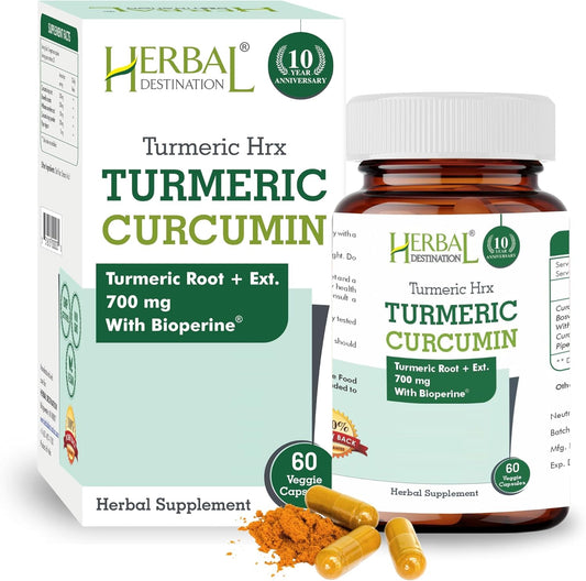Turmeric Supplement Hrx- Immune Supplement, Metabolism Booster Joint Support Supplement with Turmeric Curcumin, Boswellia, Curcuma & Black Pepper Extract - 60 Capsules TLBH