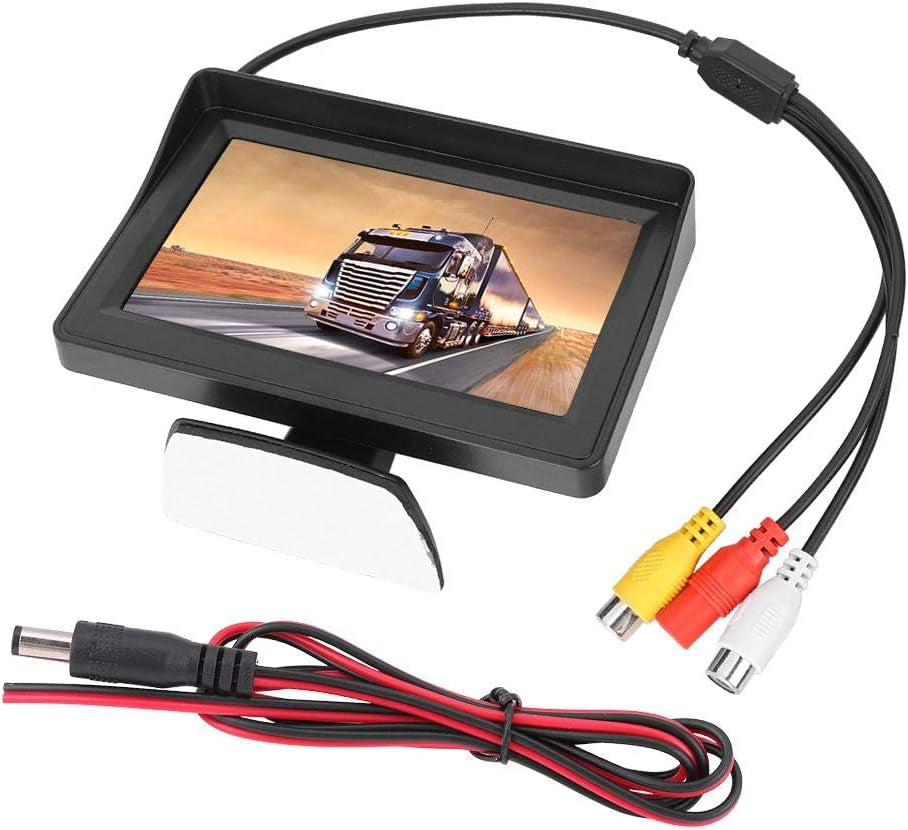 Car LCD Monitor, Plastic DC 9V-35V 3W 4.3In 2-Way AV Input Car Monitor LCD Display for Backup Reverse Camera