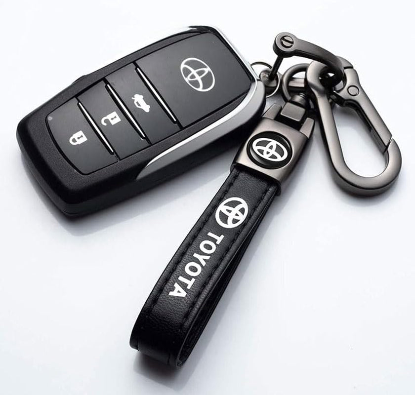 Leather Car Keychain, Metal Car Key Ring Key Chain for Car Key Fob Accessories, Car Key Fob Keyring Replacement