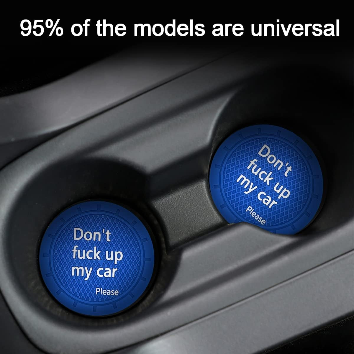 2 Pack Car Cup Holder Coasters, 2.75 Inch Non-Slip PVC Insert Cup Coaster, Anti-Scratch Auto Cup Mats for Women Men, Vehicle Interior Accessories Universal for Car, SUV, Truck (D Blue/2Pcs) TRUCK DRIVER