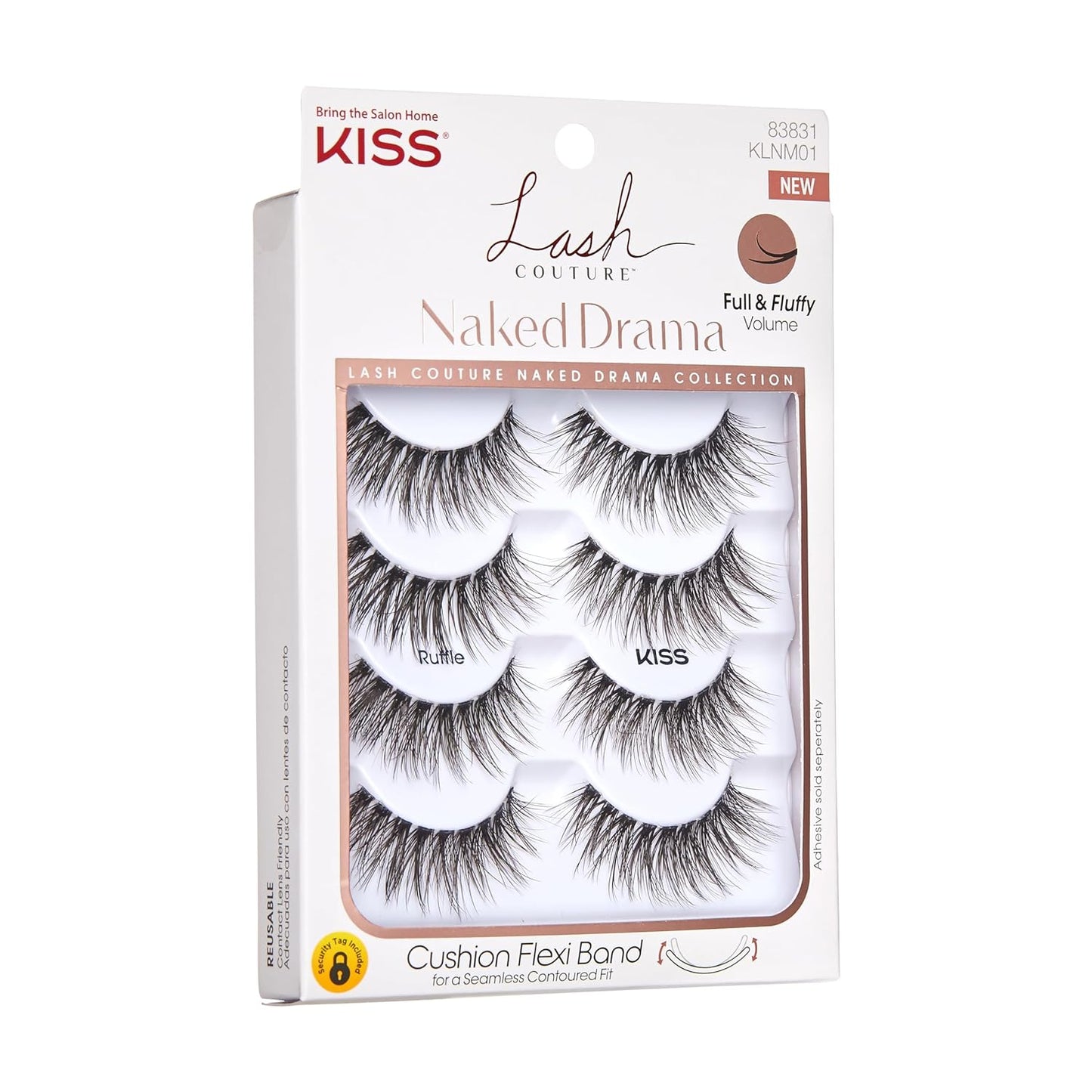 Lash Couture Naked Drama False Eyelashes, 'Cruise', 16 Mm, Includes 4 Pairs of Lashes, Contact Lens Friendly, Easy to Apply, Reusable Strip Lashes