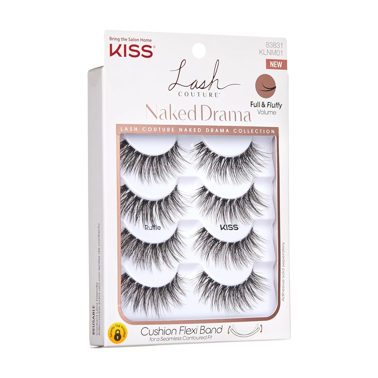 Lash Couture Naked Drama False Eyelashes, 'Cruise', 16 Mm, Includes 4 Pairs of Lashes, Contact Lens Friendly, Easy to Apply, Reusable Strip Lashes