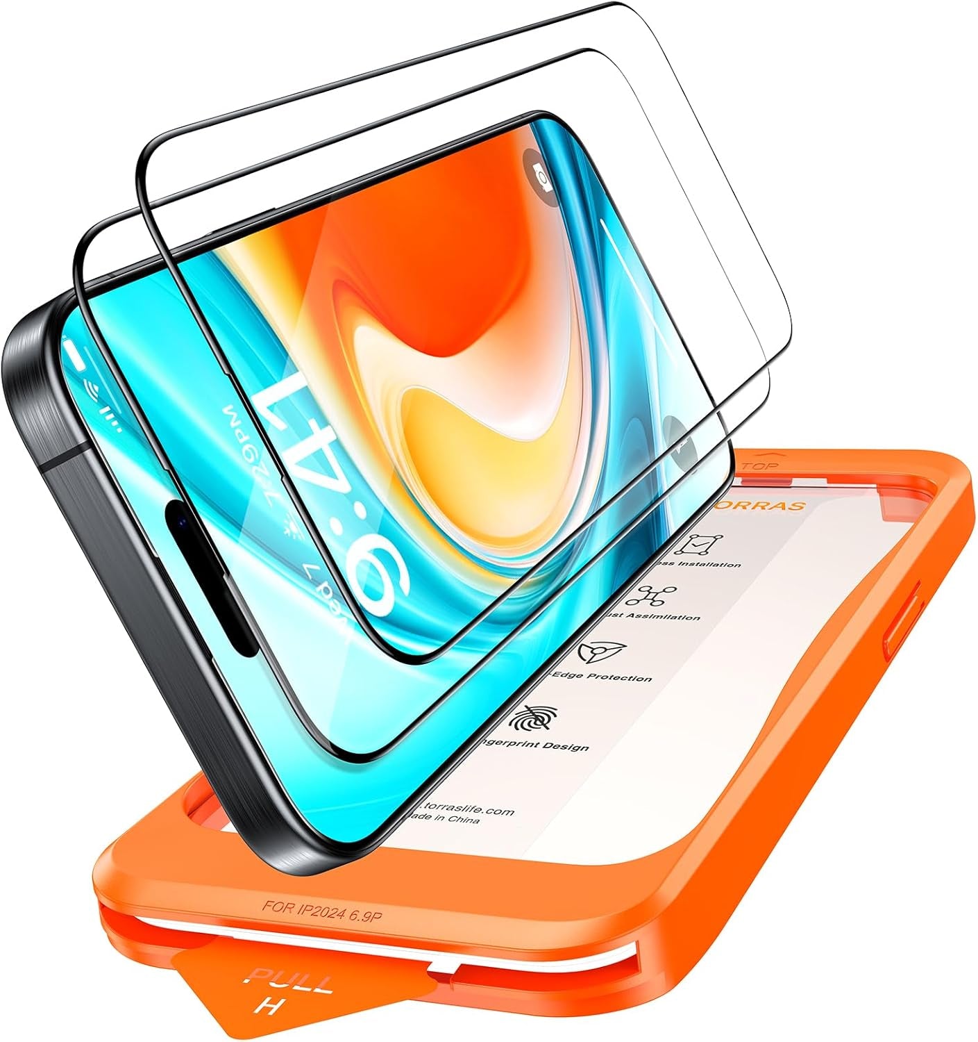 12FT Military-Grade Shatterproof for Iphone 16E Screen Protector 2025 [9H+ Durable＆ One-Pull Installation] Full Coverage Fit Tempered Glass Screen Protector 16E 6.1″ 2 Pack