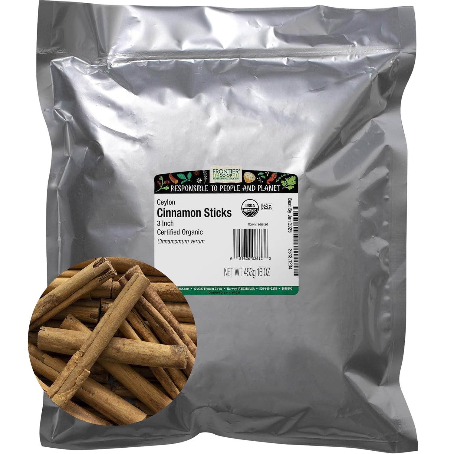 Organic Ceylon Cinnamon Sticks 3" 1Lb - Bulk Cinnamon Sticks for Crafts, Drinks, Holiday Recipes, Cinnamon Powder and More TLBH