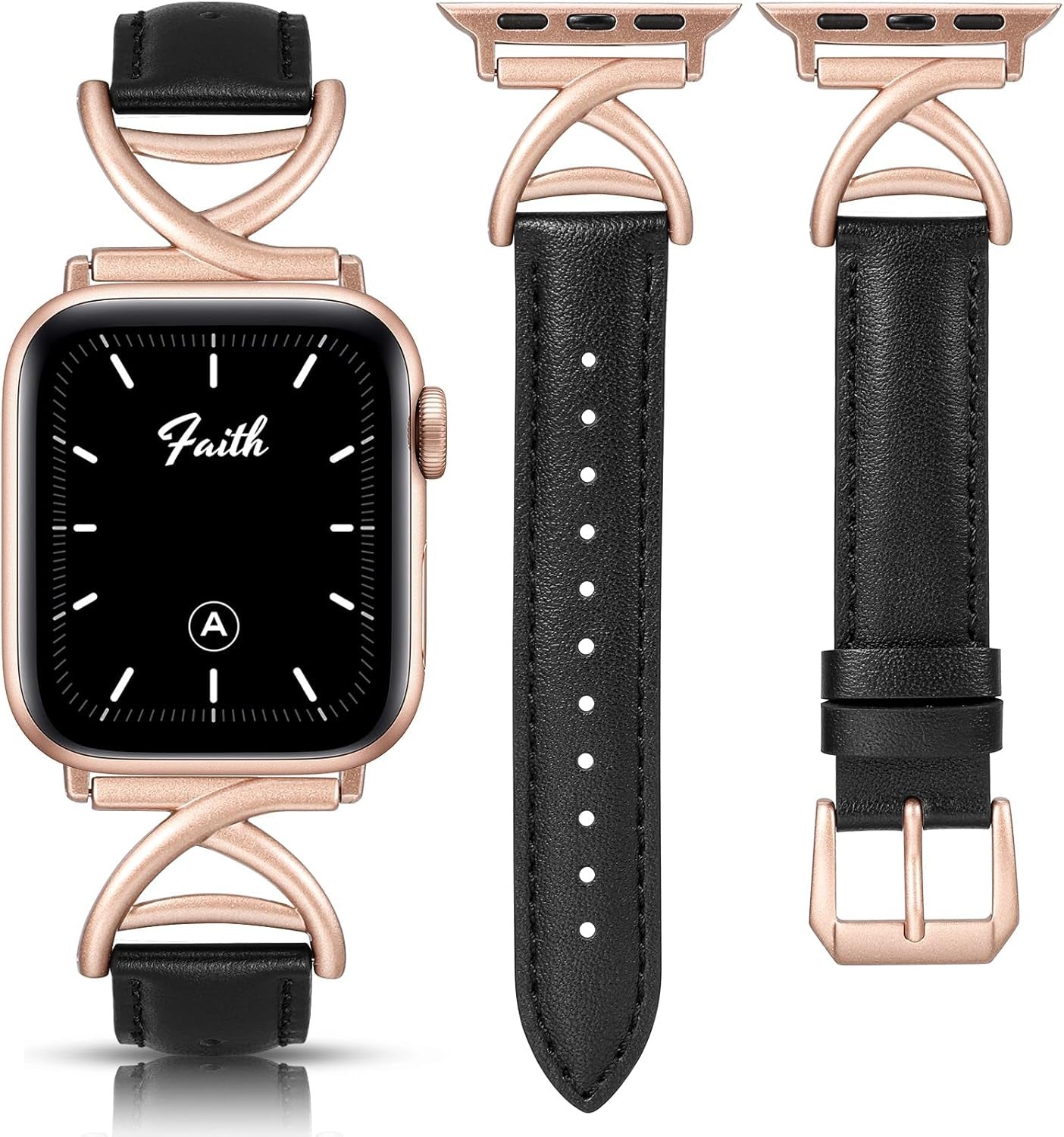 Leather Band Compatible with Apple Watch Bands 38/40/41/42/44/45/46/49Mm Women, Slim Dressy Premium Leather Strap with A-Shape Metal Buckle for Iwatch Series 10 9 Ultra SE 8 7 6 5 4 3 2 1