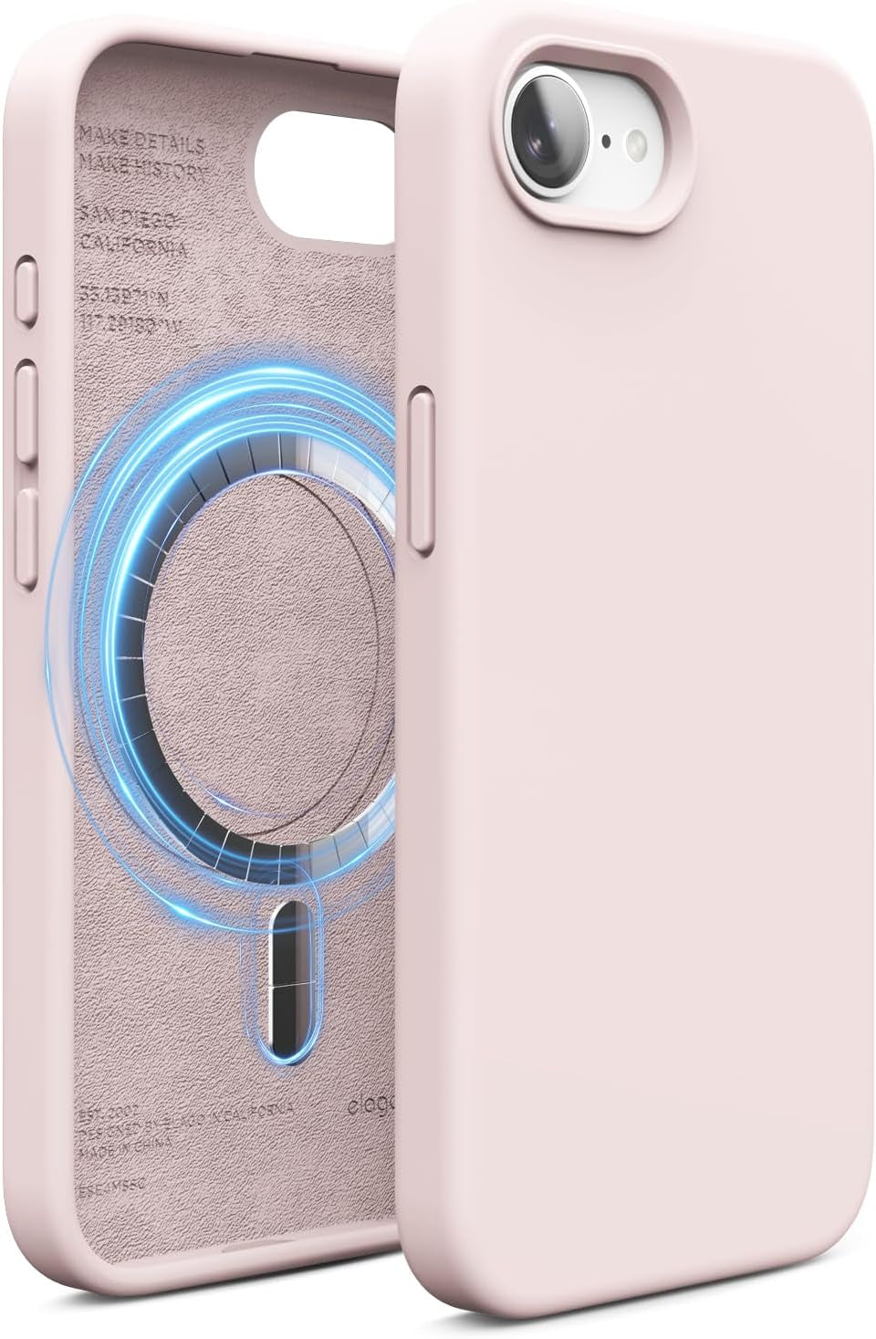 Magnetic Silicone Case Compatible with Iphone 16E Case Compatible with All Magsafe Accessories - Built-In Magnets, Soft Grip Silicone, Shockproof (Stone)