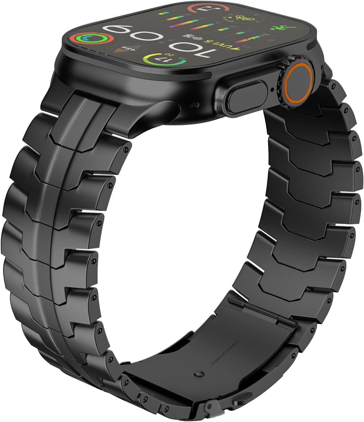 Titanium Band Compatible with Apple Watch Ultra & Ultra 2 (49Mm, 45Mm, 44Mm, 42Mm) - Adjustable Lightweight Titanium Metal Replacement Strap with Folding Clasp for Men and Women