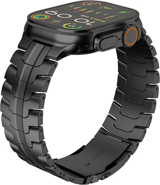 Titanium Band Compatible with Apple Watch Ultra & Ultra 2 (49Mm, 45Mm, 44Mm, 42Mm) - Adjustable Lightweight Titanium Metal Replacement Strap with Folding Clasp for Men and Women