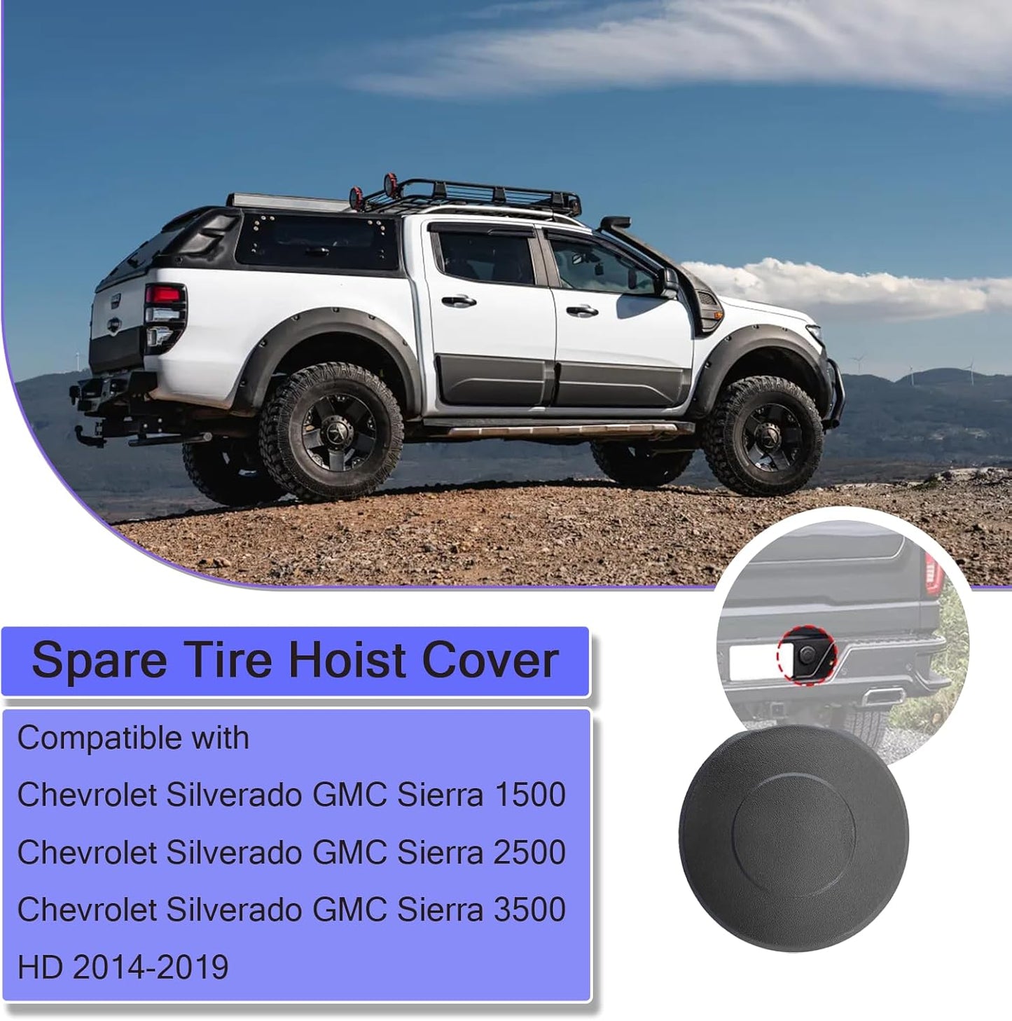 Spare Tire Hoist Cover Compatible with Ford F-Series Chevrolet Silverado GMC Sierra and More