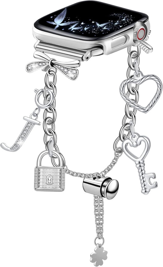 Compatible with Watch Band 38Mm 40Mm 41Mm 42Mm 42Mm 44Mm 45Mm,Dressy Cute Bling Watch Charm Bracelet Band for Women for Iwatch Series SE 7 6 5 4 3 2 1