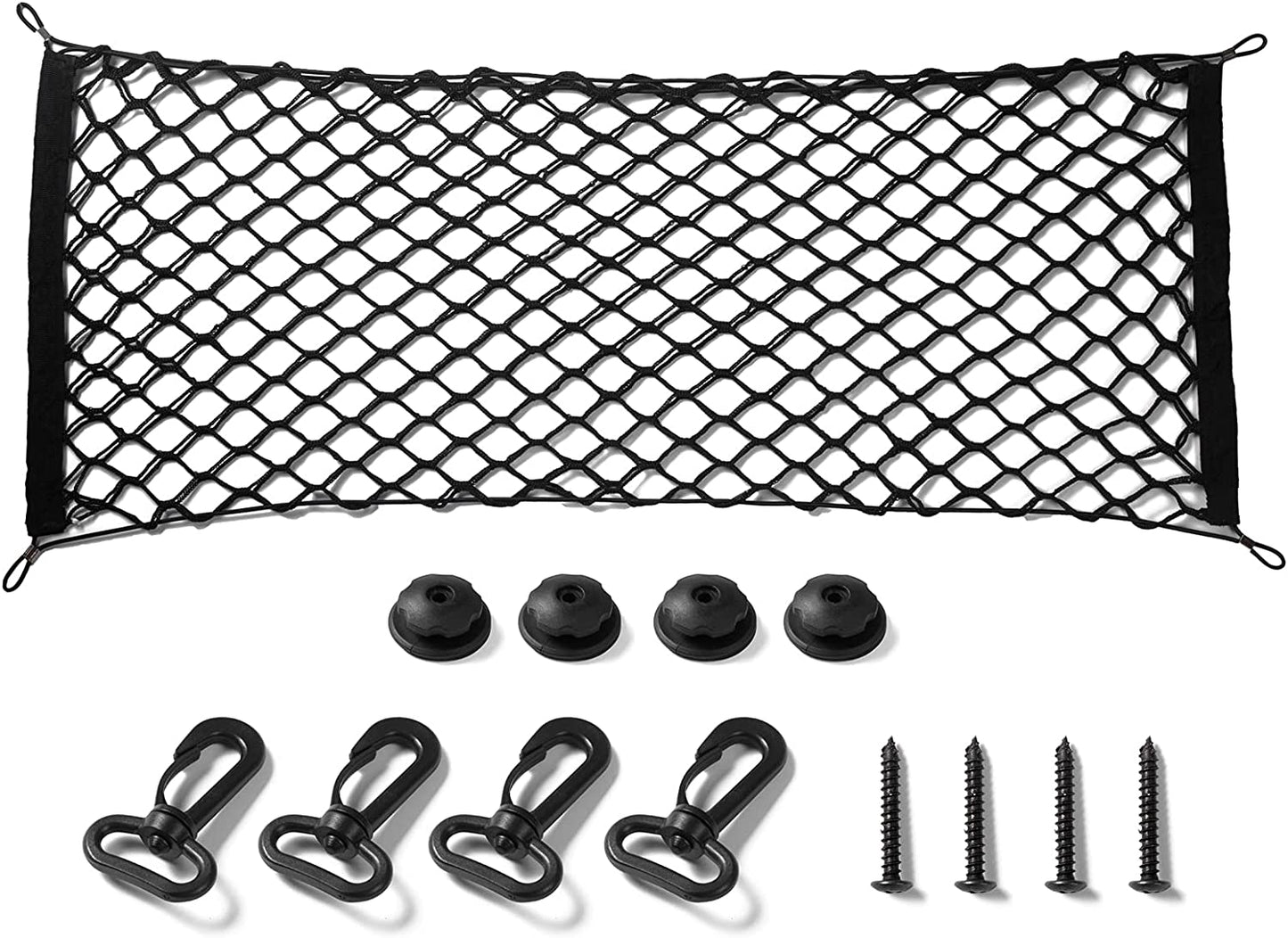Truck Bed Cargo Net Stretchable, Adjustable Trunk Storage Net with Hook, Accessories for Pickup Bed Divider Organizer and Storage, Compatible with Chevy Silverado Ford F150 GMC (50"X 18")