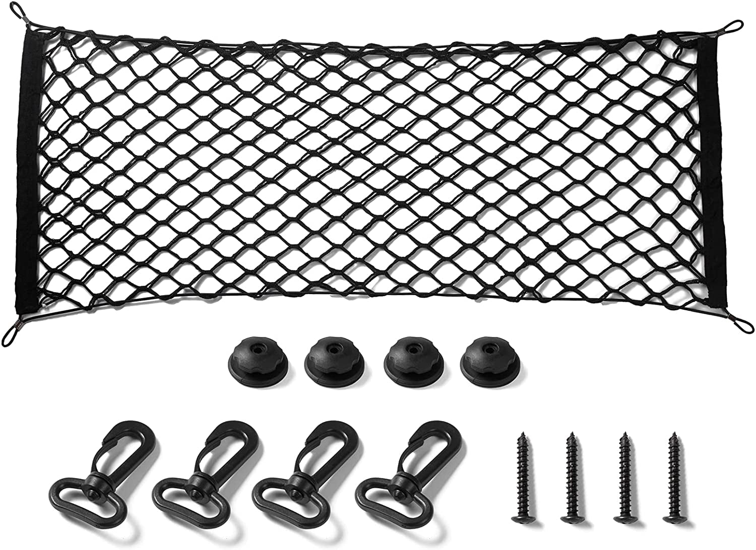 Truck Bed Cargo Net Stretchable, Adjustable Trunk Storage Net with Hook, Accessories for Pickup Bed Divider Organizer and Storage, Compatible with Chevy Silverado Ford F150 GMC (50"X 18")