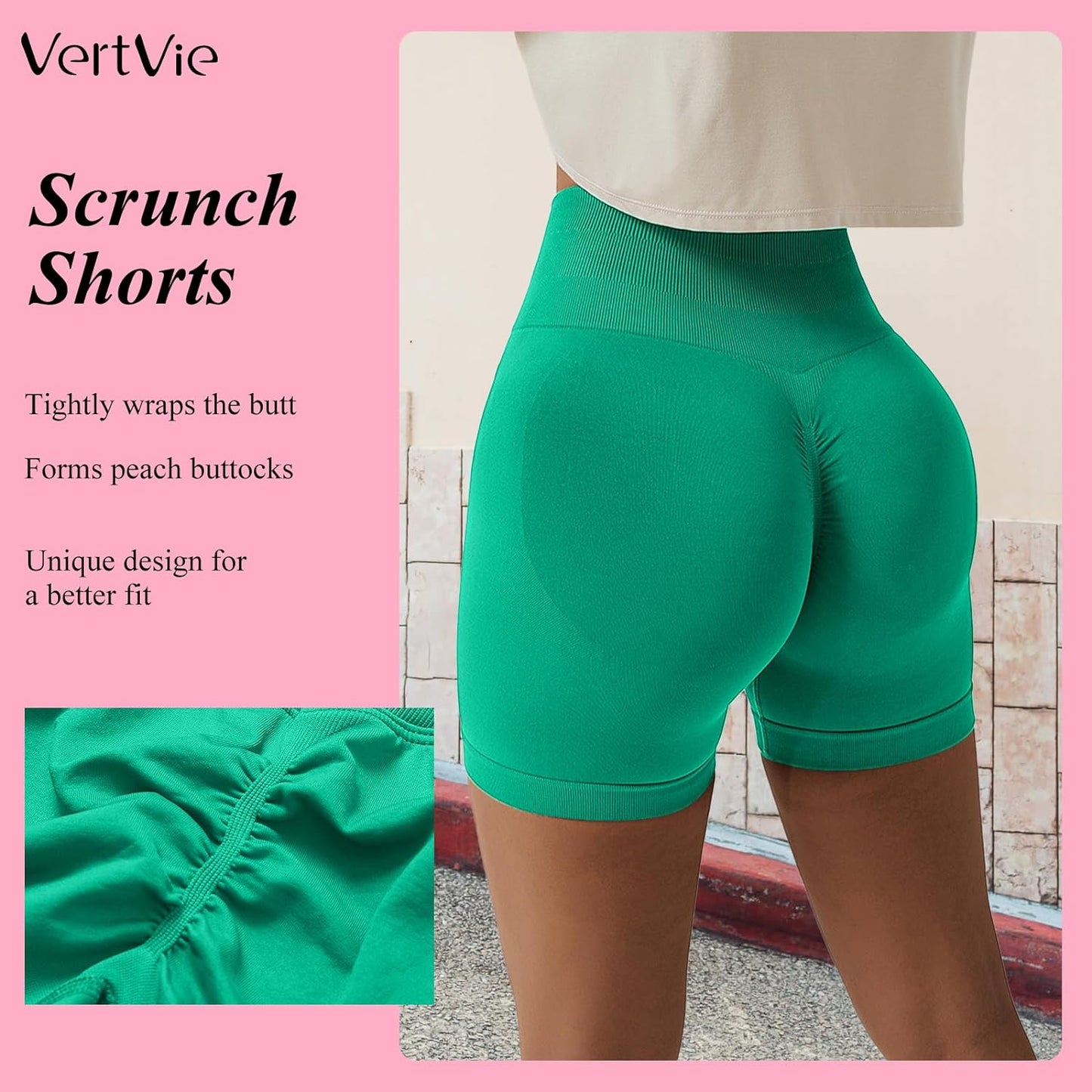 High Waisted Gym Shorts Women Booty Scrunch Shorts Seamless Stretch Tummy Control Workout Yoga Shorts Leggings