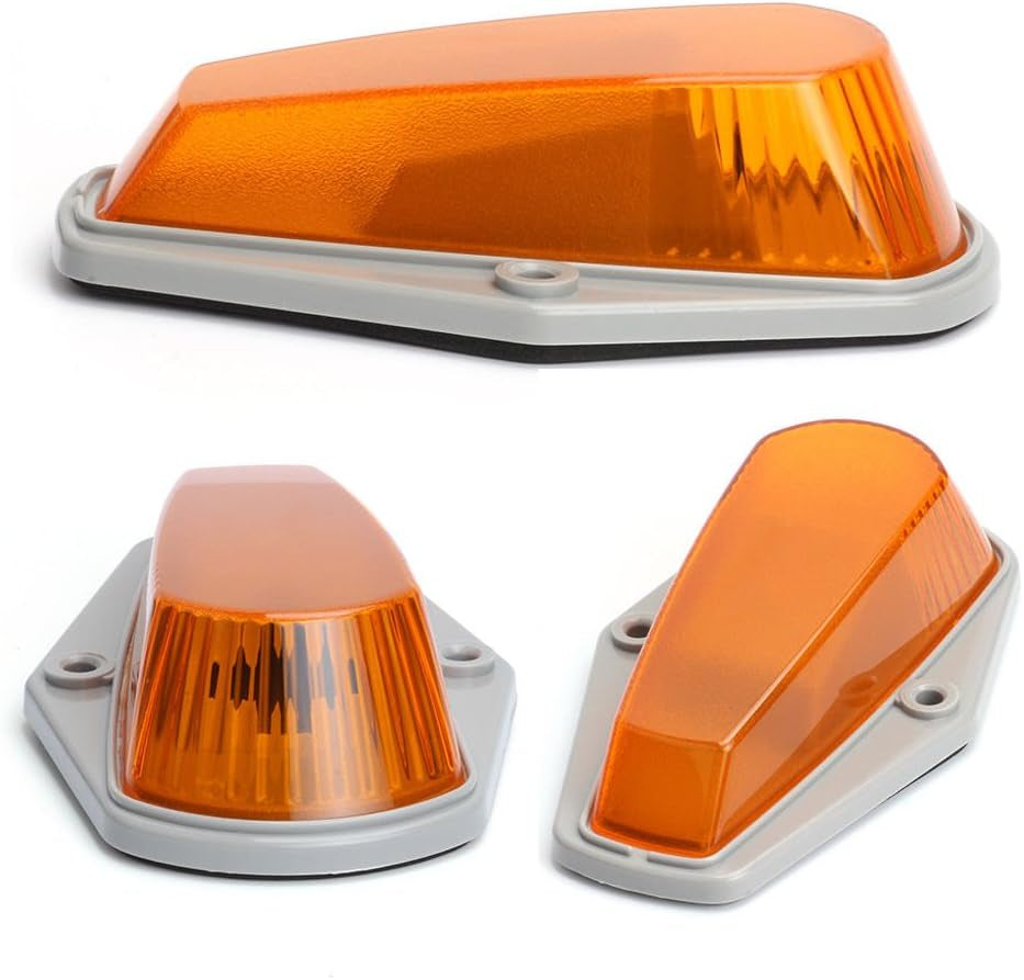 5 X Cab Roof Marker Lights Amber Lens White LED Compatible with 1973-1997 Ford F-150 F-250 F-350 F Series Pickup Super Duty Trucks, Cab Roof Running Lights, Accessories Light W/Wiring Pack