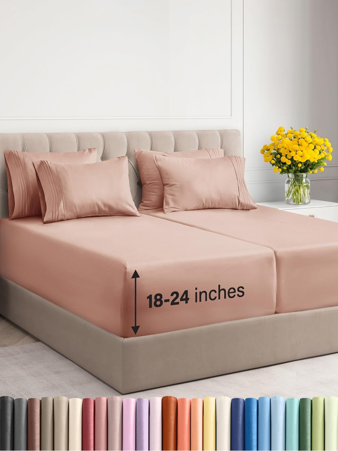 Extra Deep King Sheet Set - 6 Piece Breathable & Cooling Sheets - Hotel Luxury Bedding Set 18-24 Inch Extra Deep Pockets - Easy & Secure Fit - Super Soft, Wrinkle Free & Comfy - Navy Blue, King Size