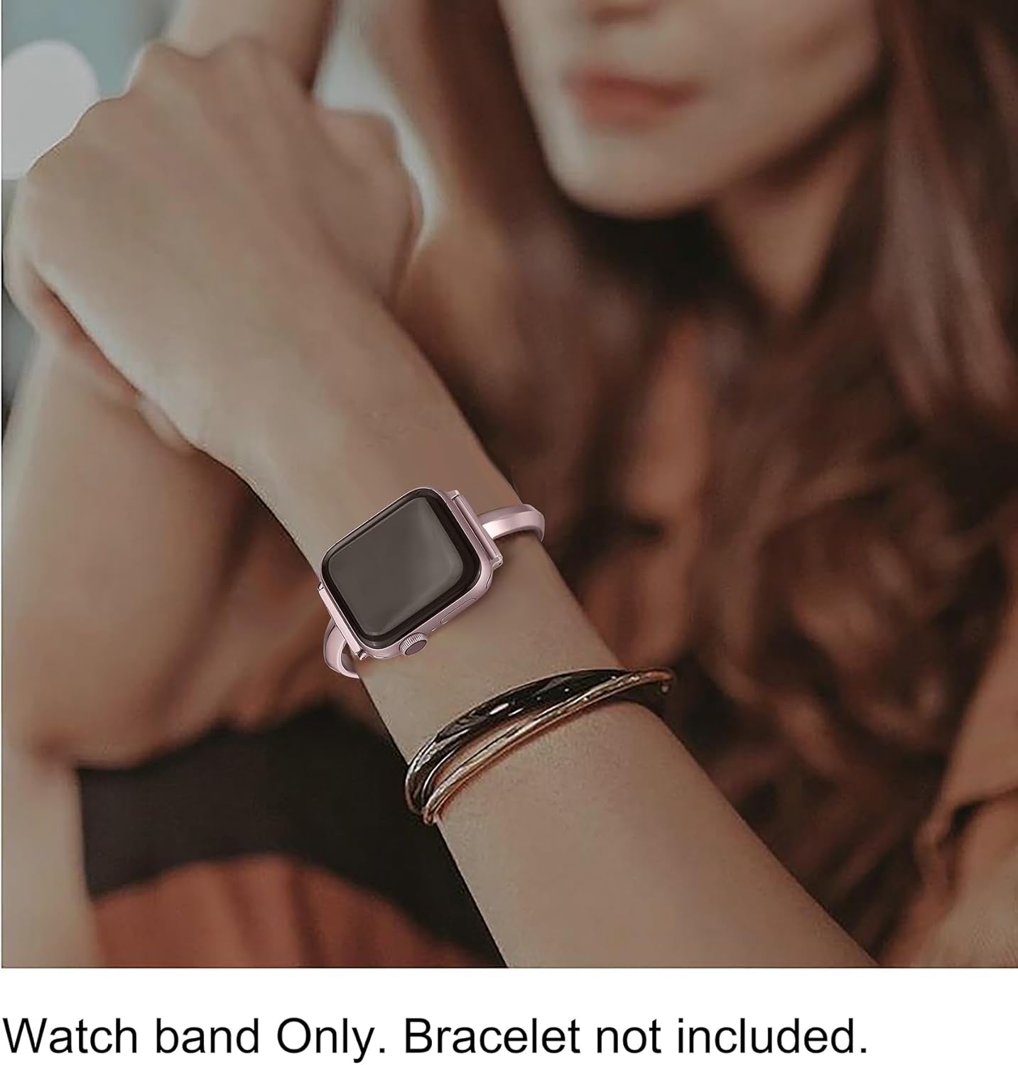 Stainless Steel Band Compatible with Apple Watch Band 38Mm 40Mm 41Mm 42Mm 44Mm 45Mm Iwatch SE Series 9 8 7 6 5 4 3 2 1, Slim Versatile Bangle Bracelet for Women