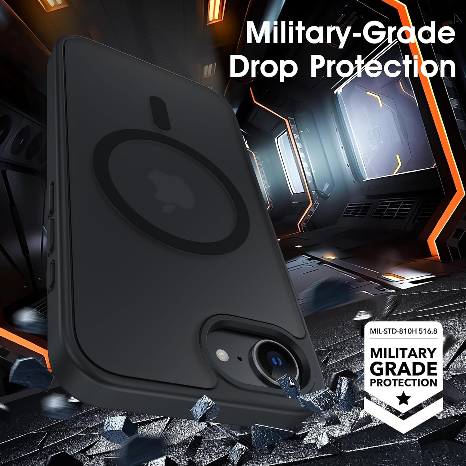 Magnetic for Iphone 16E Case 2025[Skin-Friendly] [12FT Military-Grade Drop Protection] [Fit for Magnetic Accessories] Sleek Anti-Scratch Semi-Transparent Case for Iphone 16E, 6.1-Inch, Black