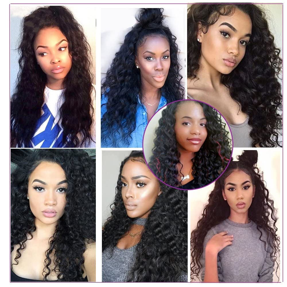 12A Deep Wave Human Hair Bundles Brazilian Deep Curly Bundles Human Hair 16 18 20 Inchs 3 Bundles Deals Human Hair 100% Unprocessed Natural Black
